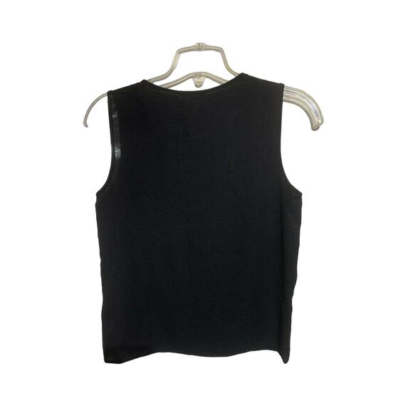 Pleione Black Embroidered Eyelet Trim Oversized Sleeveless Tank XS New - Picture 3 of 6